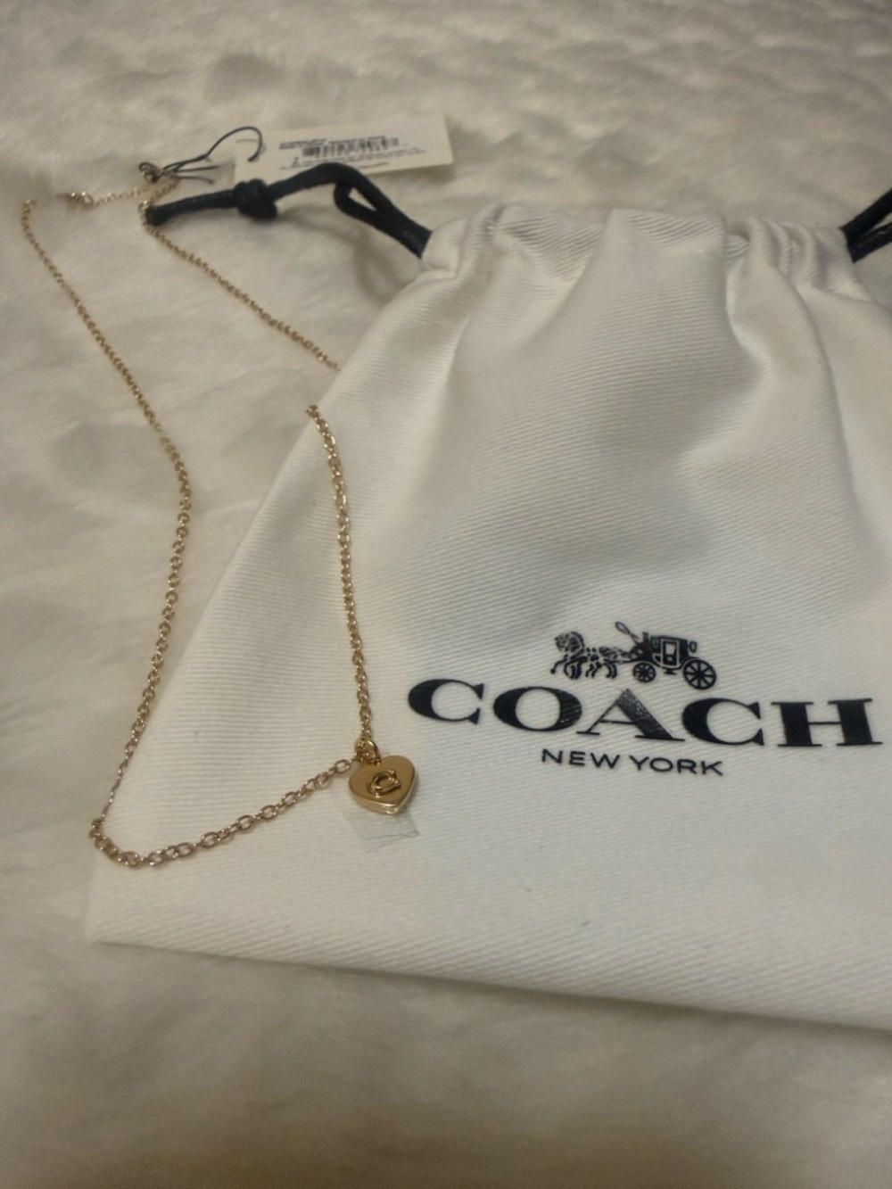 COACH Gold Heart Charm Pendant Necklace - Picture 5 of 8